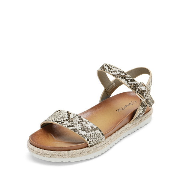 Espadrille Platform Sandals - BEIGE SNAKE PU -  0